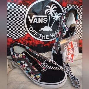 vans old school custom doodle check shoes NWT